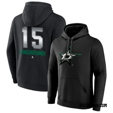 Black Men's Jamie Langenbrunner Dallas Stars Branded Midnight Mascot Logo Pullover Hoodie