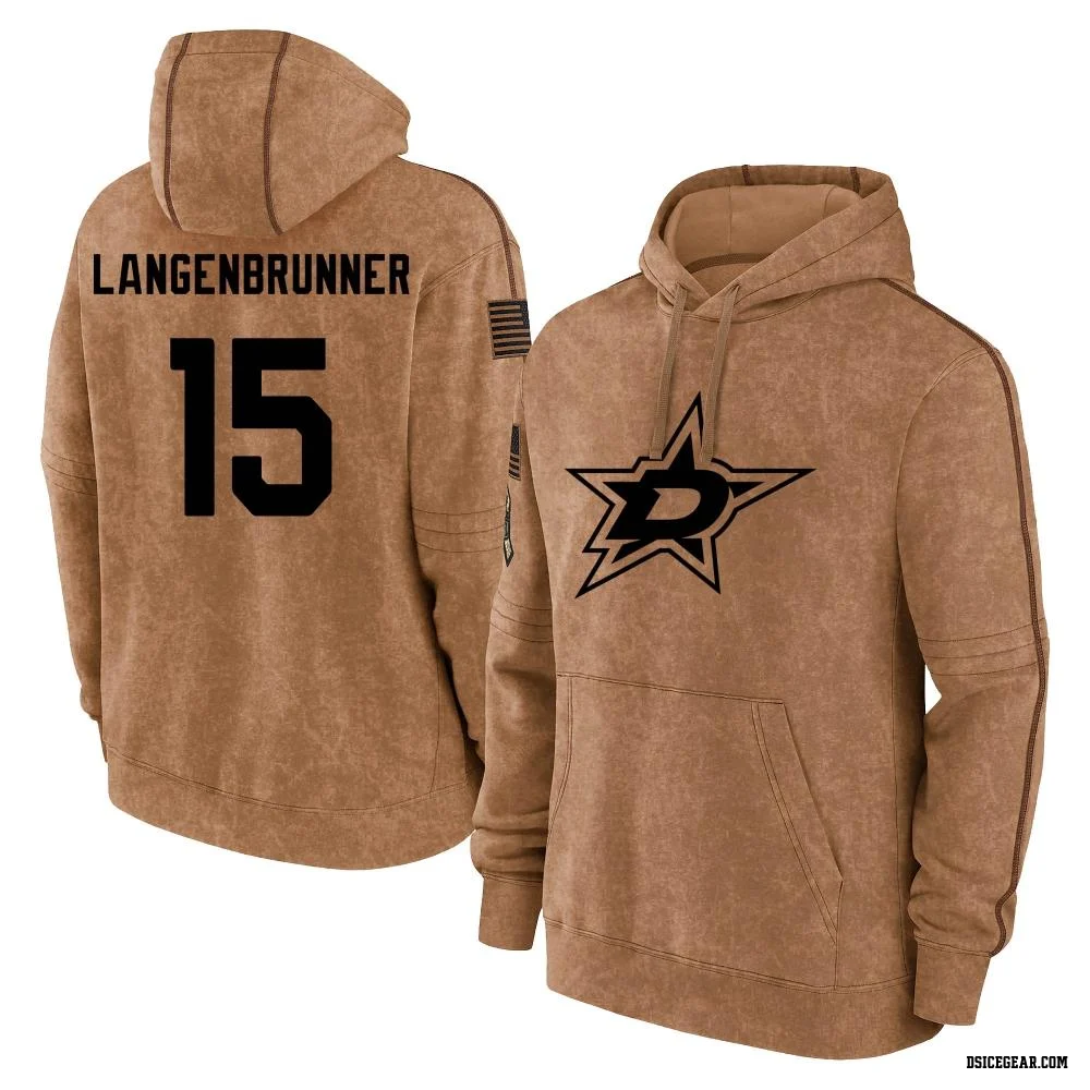 Brown Men's Jamie Langenbrunner Dallas Stars 2023 Salute to Service Club Pullover Hoodie