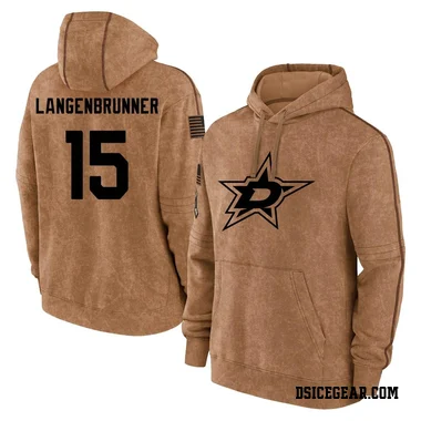 Brown Youth Jamie Langenbrunner Dallas Stars 2023 Salute to Service Club Pullover Hoodie